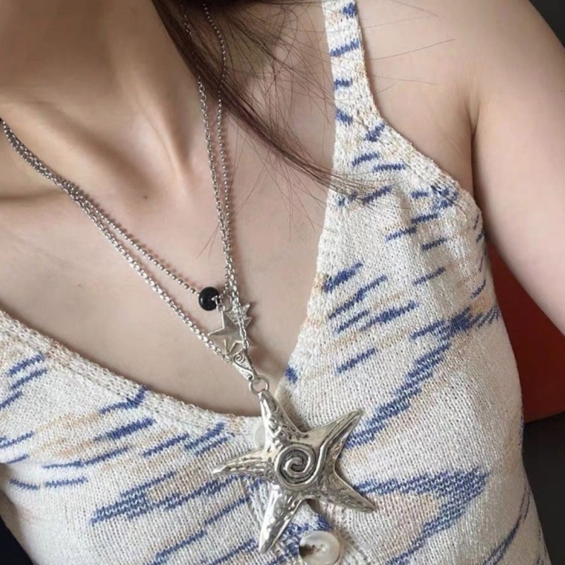 Vòng cổ Mặt Ngôi Sao Năm Cánh Bằng Kim Loại Cỡ Lớn Unisex Y2K