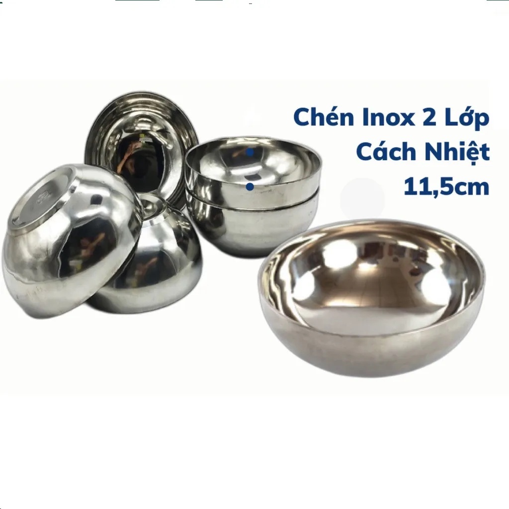 Bộ 10 Chén Inox Trơn 2 Lớp Cách Nhiệt 11,5cm Siêu Đẹp | Shopee Việt Nam