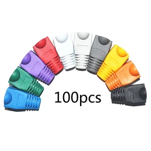 MỘT 100 Chiếc Cat5 CAT5E RJ45 Mũ Kết Nối Phích Cắm RJ45 Cáp Ethernet Strain