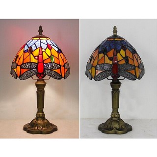 20cm Đèn Bàn Nhỏ Retro Màu Thủy Tinh Baroque Chuồn Chuồn Đèn Đầu Giường Cho Phòng Khách Nghiên Cứu Phòng Ngủ