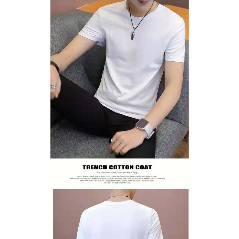 Áo Thun Trơn Tay Ngắn Cổ Tròn Chất Liệu Polyester Phong Cách Hàn Quốc Cho Nam Giới