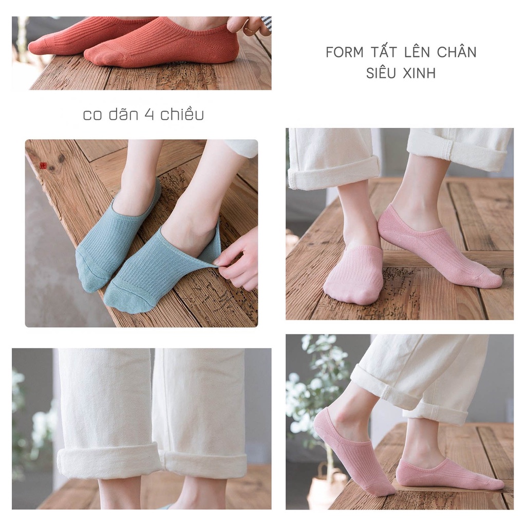 Tất vớ nữ cổ lười, chất liệu cotton phong cách basic Hàn Quốc - Ekiu Shop