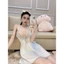 HT64 Váy ngủ sexy viền hoa ren xẻ ngực tôn dáng,váy ngủ lụa mặc nhà xẻ hông gợi cảm HT64