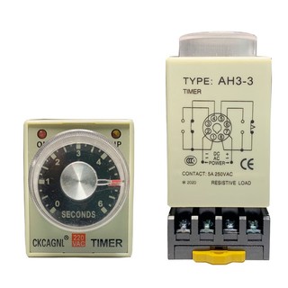 1 Rơ Le AH3-2 / AH3-3 Mở Rộng + Ổ Cắm AC220V DC24V 110V 12V1S 3S 6S 10S 30S