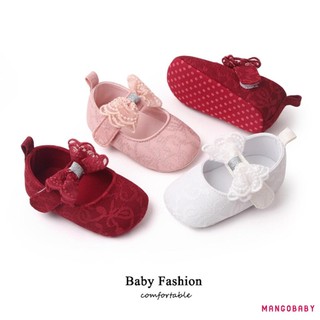 Mg-infant Bé Gái Giày Chống Trơn Trượt Mềm Đế Ren Nơ Đế Bằng Tập Đi Đầu Tiên Tập Đi Mùa Xuân Thu Giày Công Chúa