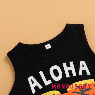 Mg-boy Quần Short Bộ Chữ Kính Không Tay Áo Vest + Bộ Đồ Viền Eo Cao In Hình Cây