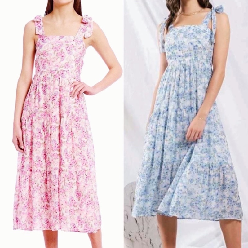 Đầm midi hoa nổi cột dây Louisa Dress