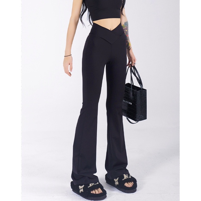 Slimmer Quần Legging Thể Thao Lưng Cao Dáng Ôm Cổ Chữ V Thiết Kế Chéo Eo Quyến Rũ Phong Cách Âu Mỹ