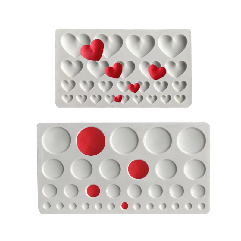 Khuôn Silicone Tạo Hình Làm Bánh Kẹo Hình Tròn / Trái Tim DIY