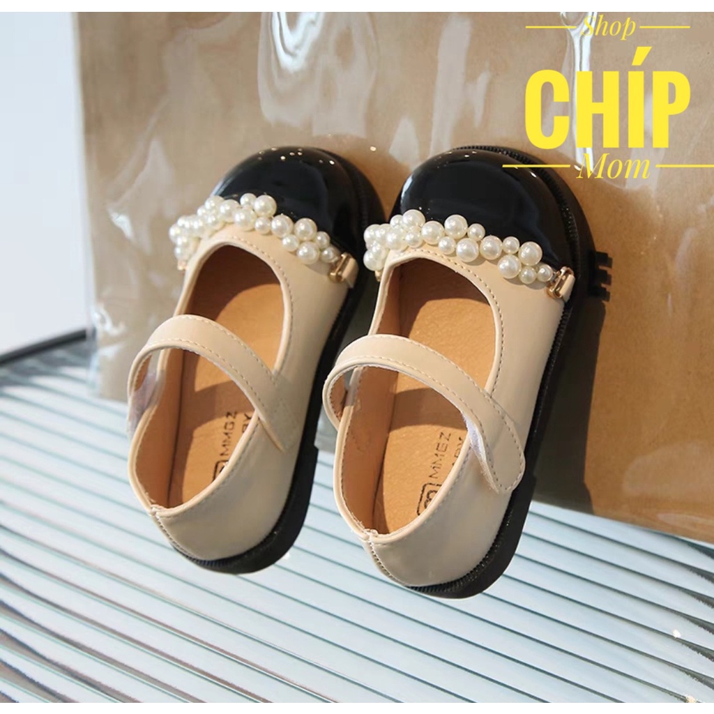 giày búp bê bé gái giày bệt cho bé quai ngọc điệu đà êm chân MG BABY đế chống trượt đen trắng cho bé từ 1 tuối V763