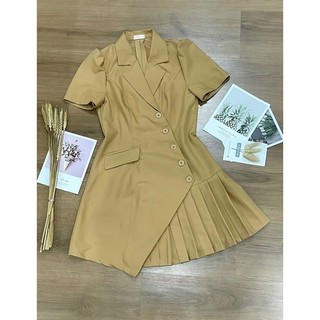 Đầm vest nữ hai lớp xếp ly một bên thiết kế sang trọng D001