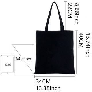 Omori In Canvas Tote Túi Đen Bông Tai Kẹp Nữ Thường Ngày Tote Eco Shopper Túi Đeo Vai AQGU