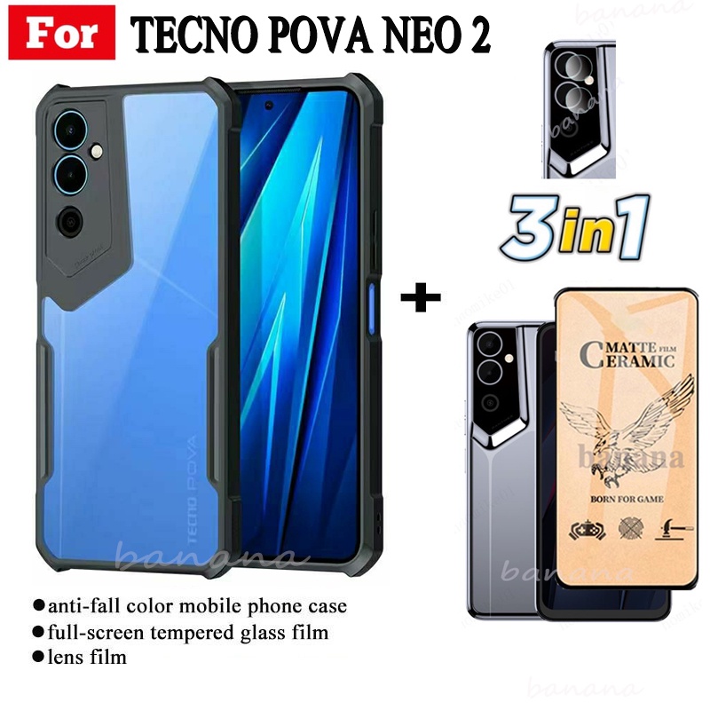 Ốp điện thoại chống sốc 3in1 Tecno Pova Neo 2 cho phim mờ bằng gốm POVA NEO2 + Phim ống kính máy ảnh