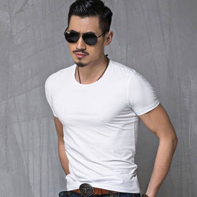 Áo Thun Trơn Tay Ngắn Cổ Tròn Chất Liệu Polyester Phong Cách Hàn Quốc Cho Nam Giới
