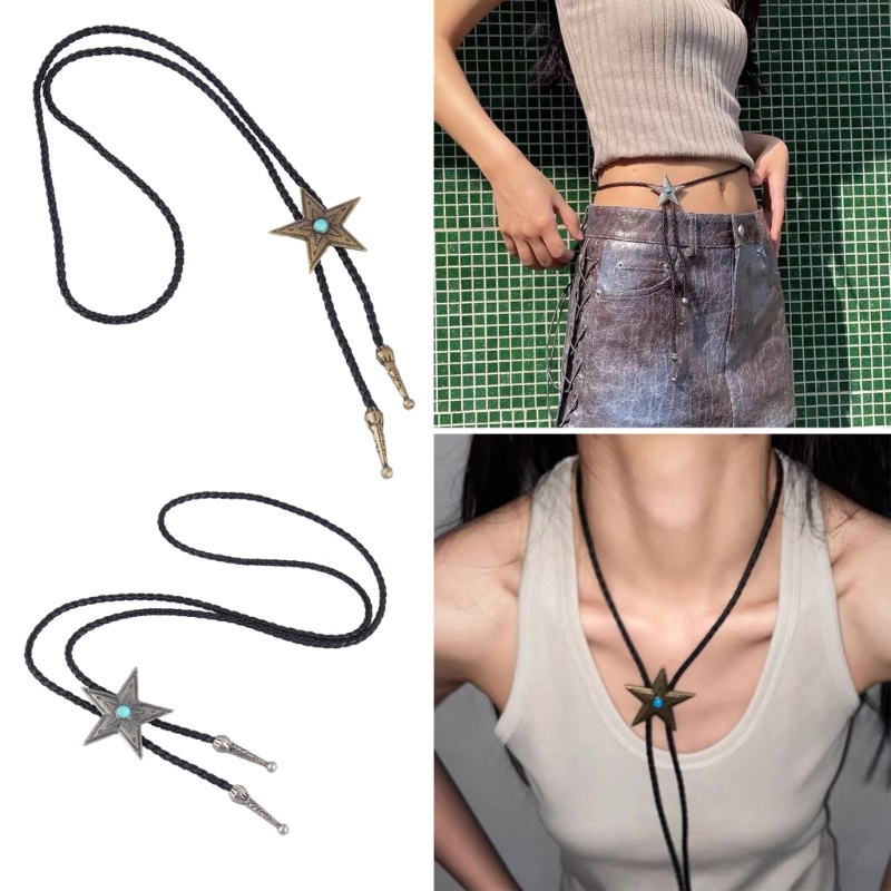 Vòng Cổ choker Dây Da Bện Mặt Ngôi Sao Phong Cách boho Cổ Điển Có Khóa Điều Chỉnh Được