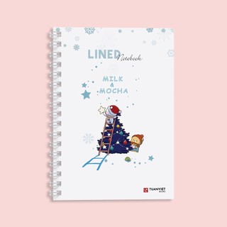 Sổ tay kẻ ngang lò xo B5 TUANVIET BOOKS 120 trang, chủ đề Milk Mocha, phù hợp ghi chép, nhật ký