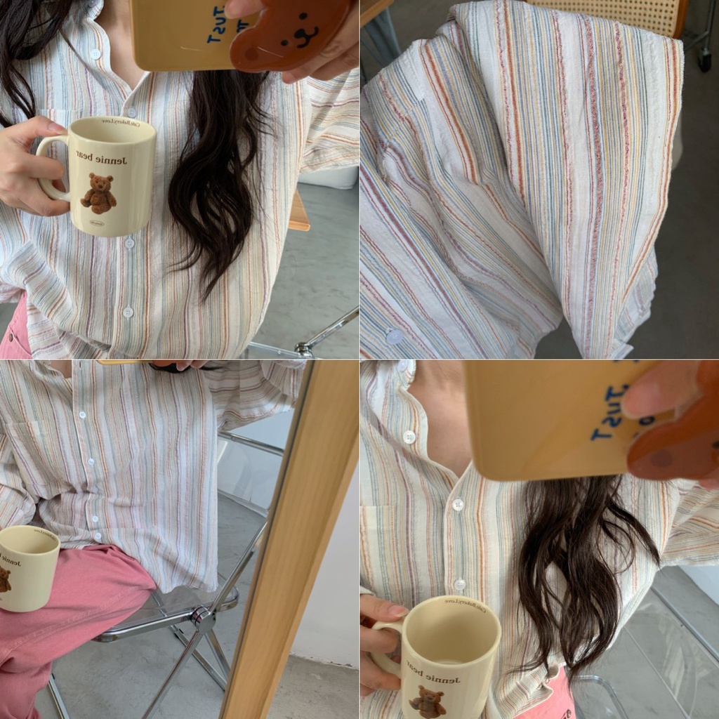 SUXI Áo Sơ Mi Nữ Dài Tay Cổ Bẻ Thời Trang Hàn