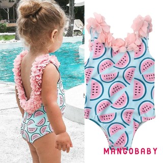 Mg-baby Bé Gái Đồ Bơi Một Mảnh Hoa Ruffle Cổ Dưa Hấu In Hình Đồ Bơi Lưng Bikini