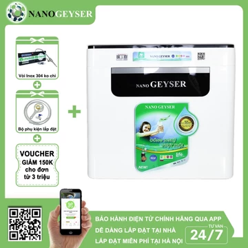 Máy lọc nước Nano Geyser ECO H9, Thiết kế nhỏ gọn, Không điện, không nước thải