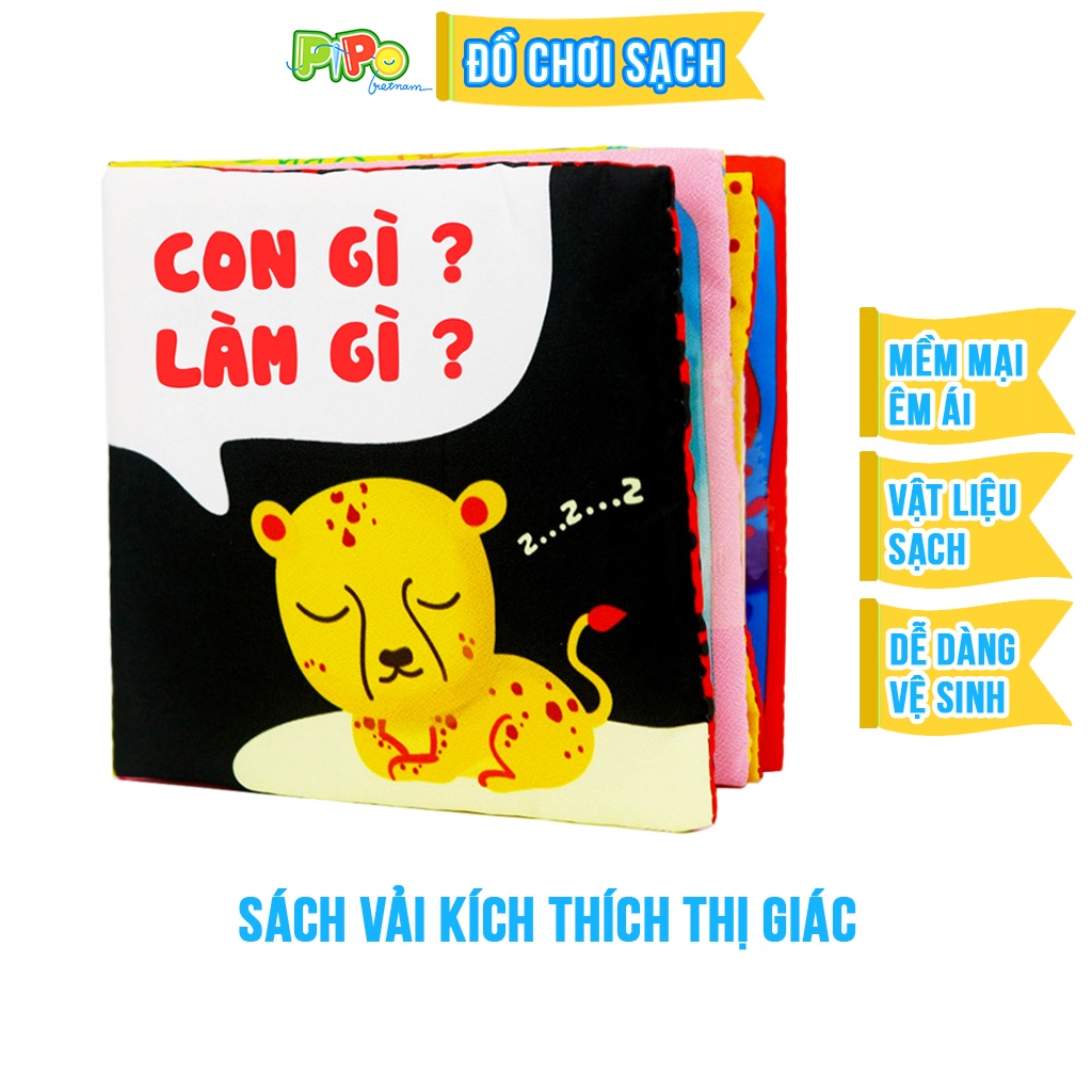 Review Sách Vải PiPoVietnam Kích Thích Thị Giác Song Ngữ Anh Việt "Con Gì Làm Gì"