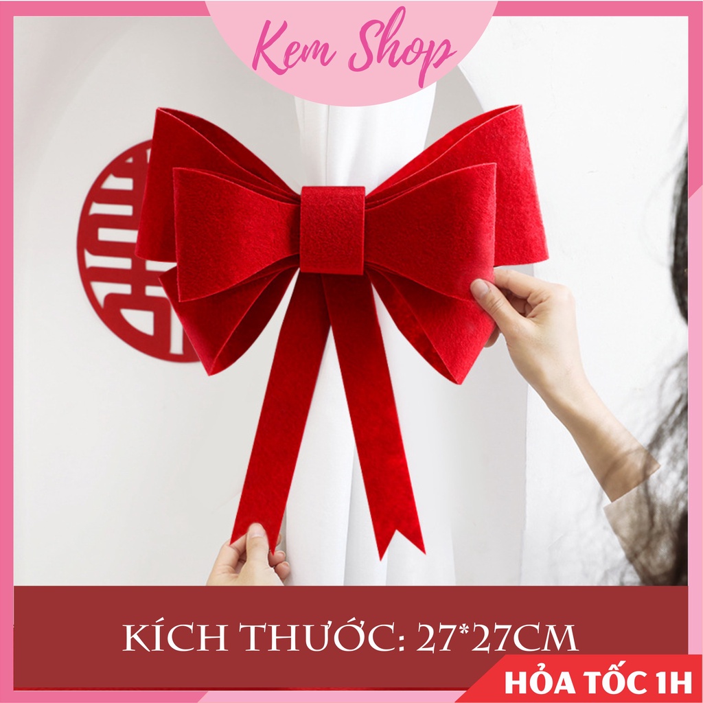 Nơ trang trí DIY, nơ đỏ may mắn trang trí nhà cửa, lễ tết - Kem Shop K326