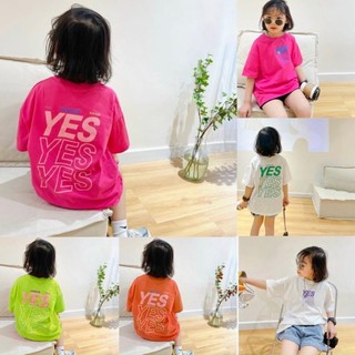 AT2-M-[tomnaukids] Áo thun cộc tay bé gái chữ Ye.s cá tính - Size 9-40Kg