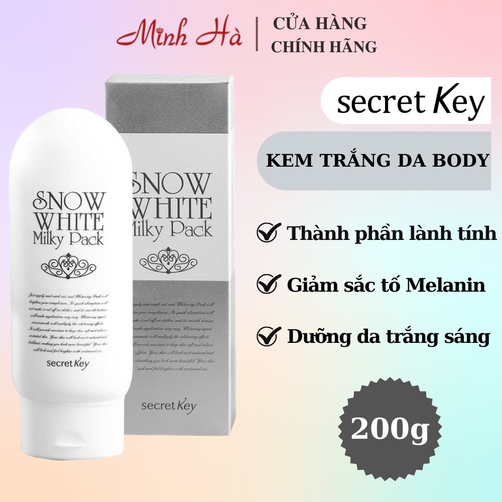Kem dưỡng body Secret Key Snow White Milky Pack 200g trắng sáng da