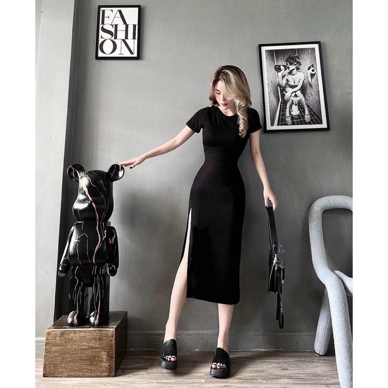 Đầm body rút dây xẻ tà dáng xoè hotgirl sexy thời trang cá tính siêu tôn dáng ( có size lớn dưới 75kg)