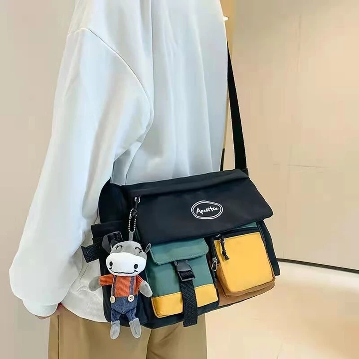 Túi Messenger Ba Lô Bên Túi Đeo Ngang Túi Đi Học Túi Cặp Đôi Túi Nhỏ Đen Trắng Tương Phản Túi Senger Túi Messenger Nam Thời Trang Phù Hợp Với Túi Đeo