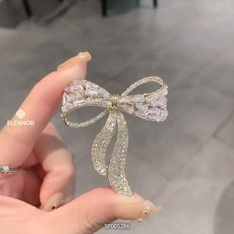 Ghim cài áo nam nữ Eleanor Accessories hình nơ đính đá phụ kiện trang sức thời trang dễ thương 5286