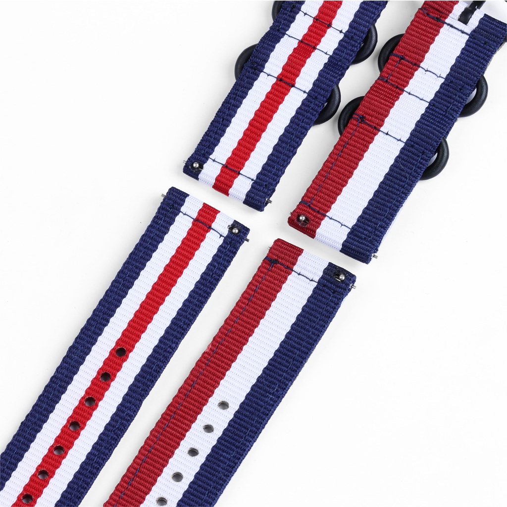 Dây Đeo Đồng Hồ Bằng Nylon Tháo Lắp Nhanh Họa Tiết Kẻ Sọc 18mm 20mm 22mm 24mm Cho Nam Và Nữ
