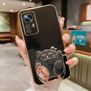 Ốp lưng TPU mềm viền mạ 3D có giá đỡ hình mèo cho Xiaomi 12, 12T, 12T Pro, 12 Lite, 13, 13 Lite
