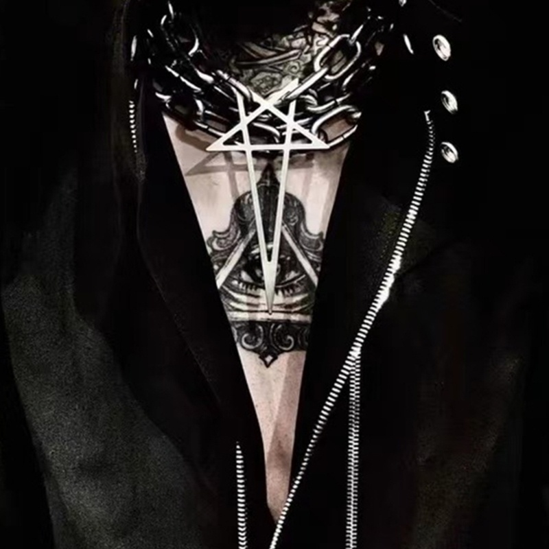 Dasbsug Thời Trang Pentacle Vòng Cổ Nữ Punk Rock Xoắn Màu Bạc Chunky Dày Khóa Choker Dây Xích Dây Chuyền Đảng