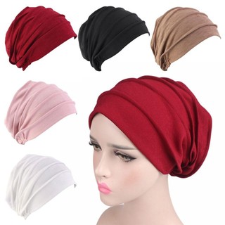 RATTANCO Nữ Mềm Hồi Giáo Mũ Khăn Vải Co Giãn Cotton Chemo Cap