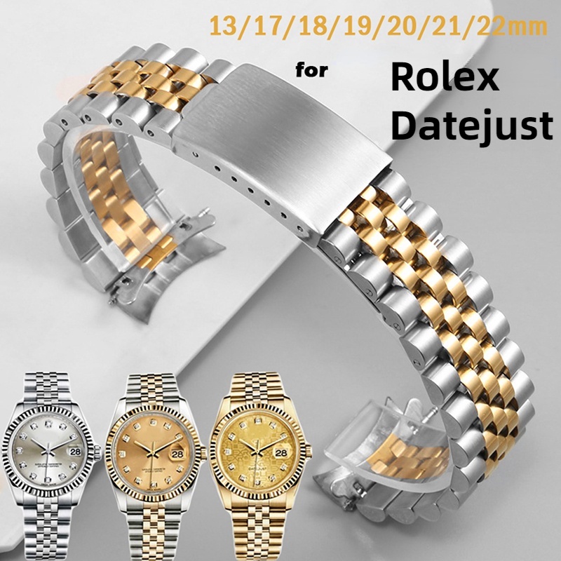 Dây Đồng Hồ Bằng Thép Không Gỉ Kích Thước 13 / 17 / 18 / 19 / 20 / 21 / 22mm Thời Trang Sang Trọng Cho Rolex DATEJUST