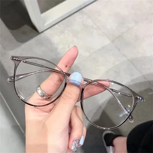 Gọng kính nữ tròn chống ánh sáng xanh phong cách Hàn Quốc cho học sinh, gọng kính phẳng 067