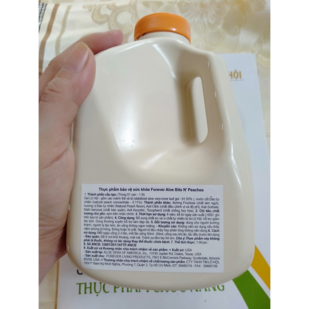 Nước Lô Hội Hương Đào 077Flp. Forever Aloe Bits N’ Peaches. Hỗ Trợ Dinh Dưỡng, Chăm Sóc Sức Khỏe. 1L