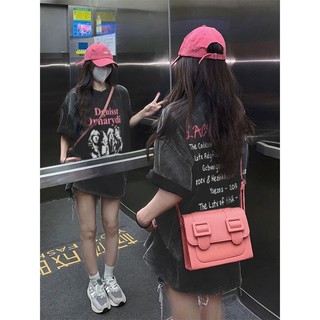 Áo thun HIIXIIVI cotton tay ngắn dáng rộng in họa tiết phong cách Hàn Quốc thời trang cho nữ