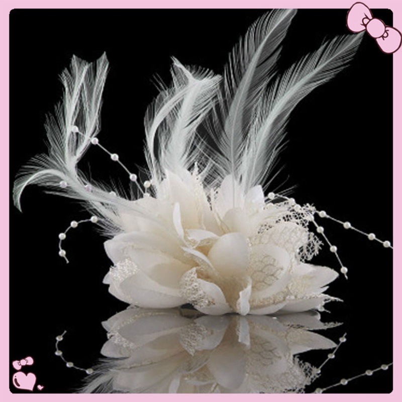 Ppy Hoa Lông Vũ Kẹp Tóc Fascinator Cô Dâu Băng Đô Quấn Tóc Cưới Phụ Kiện Tóc
