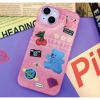 Ốp Điện Thoại denim / Thẻ Cứng Hình Gấu Cho iphone 15 14 13 12 11 pro max mini s22 plus ultra s21 note 20