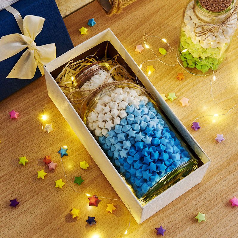 Bình giấy hình ngôi sao gấp Chai thủy tinh Chai rỗng có nắp Chai chúc mừng