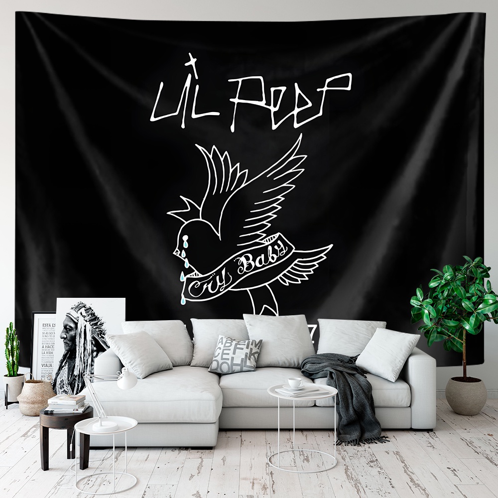 Thảm Treo Tường Rapper Lil Peep Kèm Kẹp Chất Liệu Polyester Trang Trí Phòng Ngủ