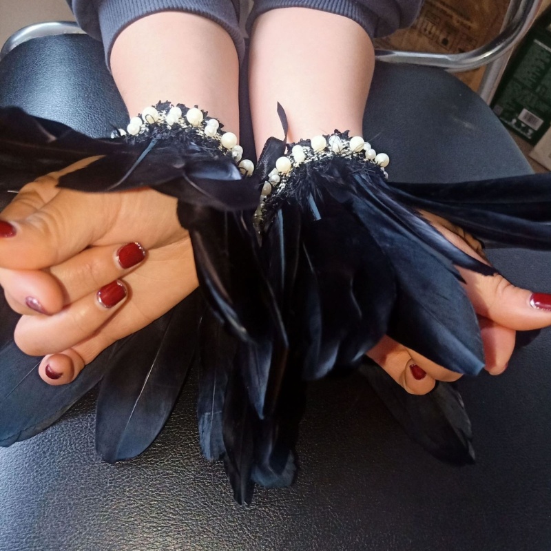 [CH *] Màn trình diễn sân khấu Showgirl Lông gà trống nhuộm tự nhiên Dây đeo cổ tay lông vũ