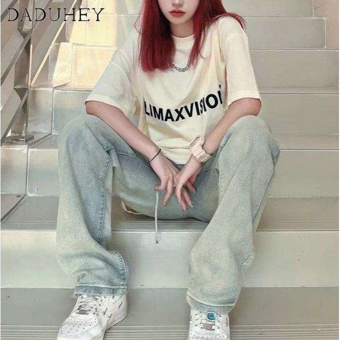 Ảnh Quần jean DaDuHey lưng cao họa tiết wash retro thời trang phong cách Hàn Quốc mới cho nữ 3