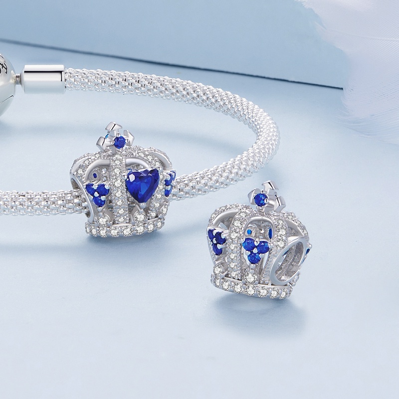 BAMOER Mặt Dây Chuyền Bạc 925 Hình Vương Miện Và Trái Tim Sang Trọng