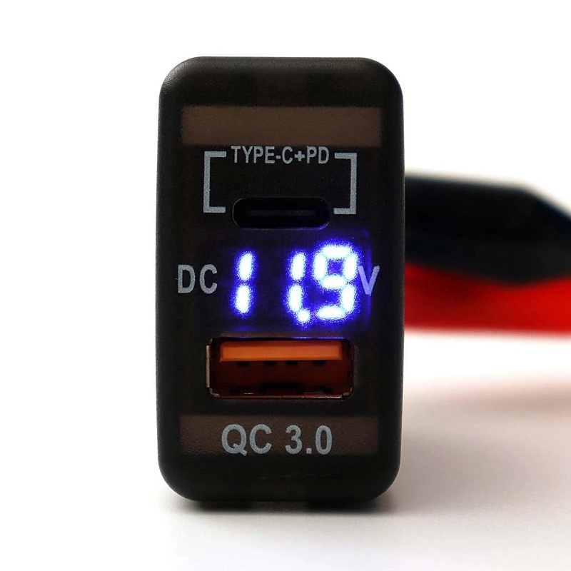 Xe Type-C + PD QC3.0 Sạc Dual USB Adapter Bảng Điều Khiển Ổ Cắm Vôn Kế Cho Landcruiser Prado FJ Cruiser Hiace RAV4