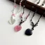 Yoo Trái Tim Mặt Dây Chuyền Xương Đòn Dây Chuyền Vòng Cổ Đá Quý Đen-State Choker Dây Dệt