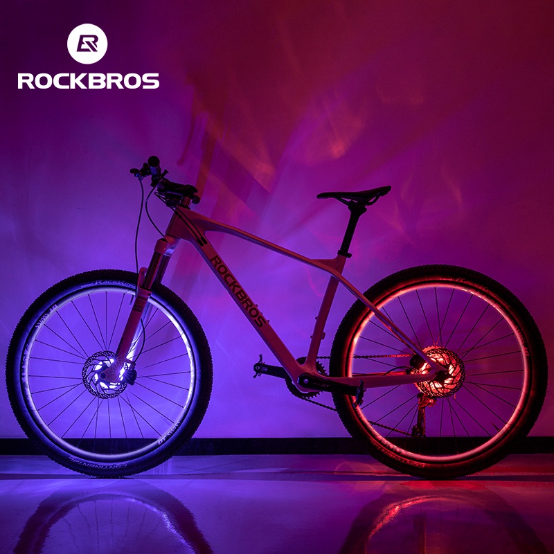 ROCKBROS Đèn LED Cảnh Báo Chống Thấm Nước 7 Màu Gắn Bánh Xe Đạp Leo Núi