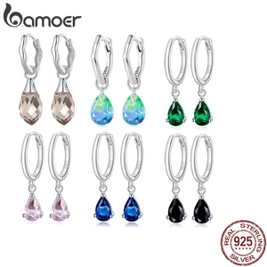Bamoer Bông Tai Bạc 925 Đính Đá Sang Trọng Với 6 Kiểu Dáng Hợp Thời Trang Dành Cho Nữ