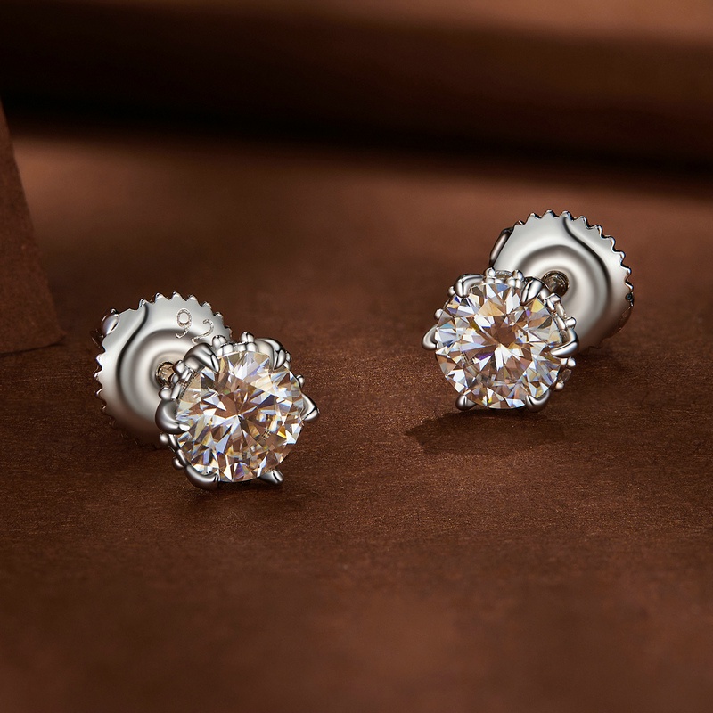 Bamoer Bông Tai Hình Móng Vuốt s925 0.5ct Và 1ct six mse020